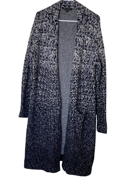 Athleta Sweaters - Athleta Women's Large Wool Cashmere Long Open Cardigan Sweater Black White